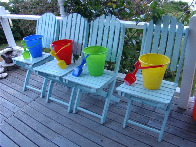 Buckets waiting to be filled with beach treasures...