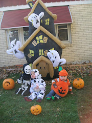 The boys in front of the haunted house!