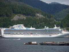 A cruise ship in port in Ketchikan, Alaska