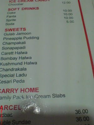 a menu card with prices missing