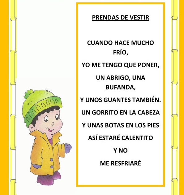 RECURSOS DE EDUCACIÓN INFANTIL POESÍA PRENDAS DE VESTIR
