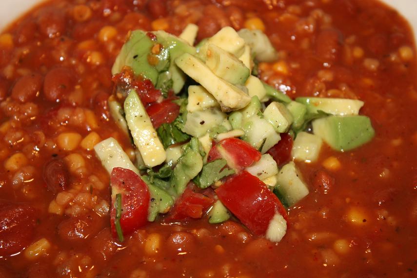 Vegan Epicurean Pinto Bean and Brown Rice Stew in a Tomato Base