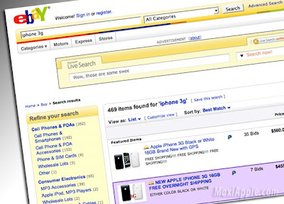 iPhone 3G 16 Go : Sur eBay ebyiph01 iPhone 3G 16 Go : Sur eBay