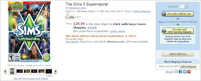 Pré-venda do The Sims 3 Sobrenatural na Amazon