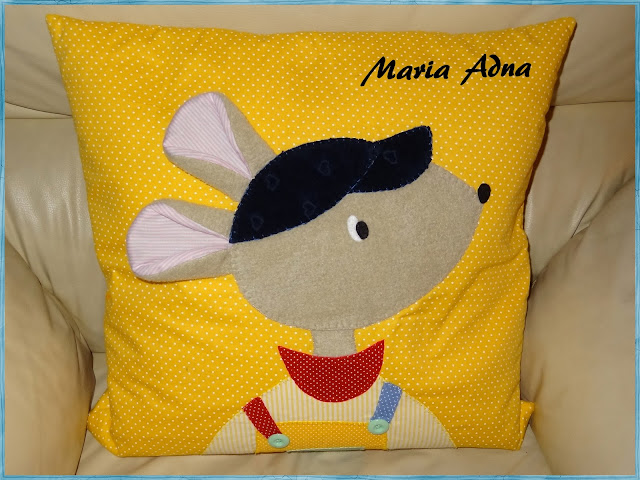 textile applique pillow, almofada infantil com apliquê, Maria Adna, Patchwork-bolsas-e-afins, child applique pillow
