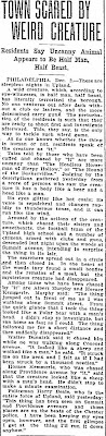 Town Scared By Weird Creature - Duluth News-Tribune 12-3-1906