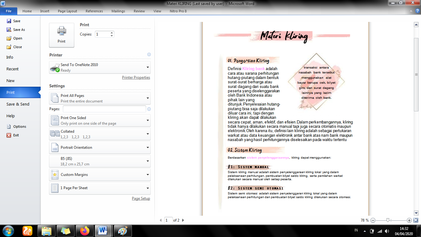 cara buat catatan aesthetic di word