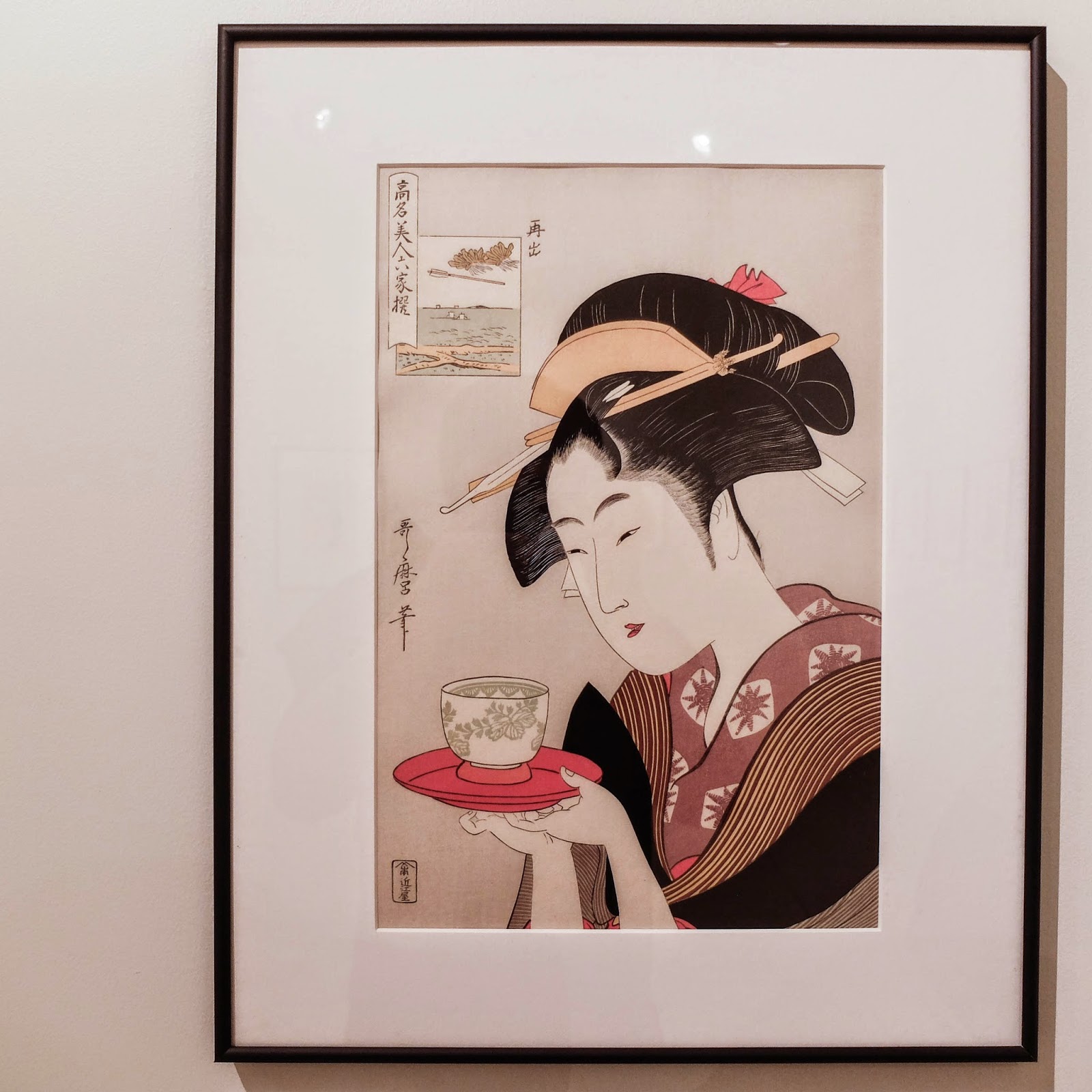 Ukiyoe Portraits exhibit - Okita of Naniwaya from the series "Six Famous Beauties" by Utamaro Kitagawa