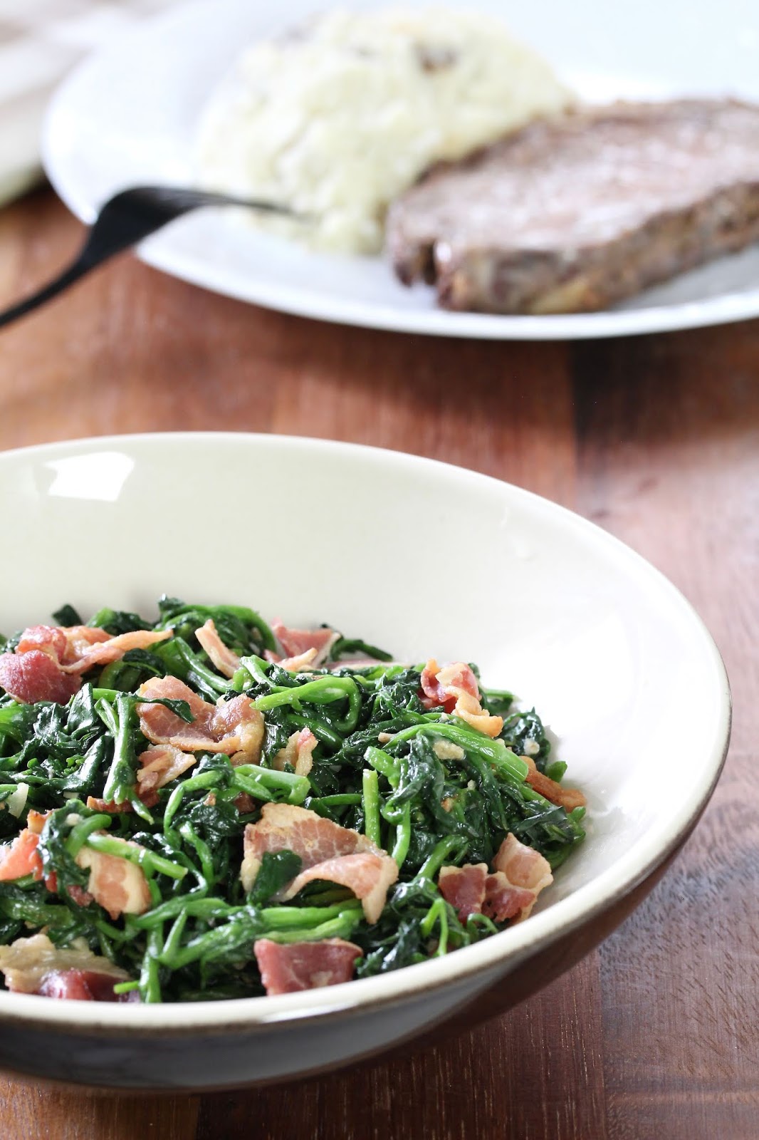 SAUTÉED GARLICKY WATERCRESS WITH BACON In Good Flavor Great Recipes