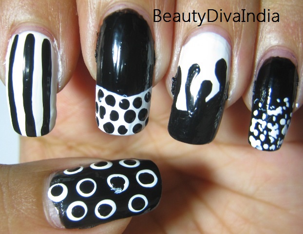 2. Easy Black and White Nail Art - wide 11