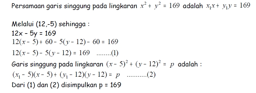 Reza Andrina Putri: Soal Persamaan Lingkaran dan Pembahasan kelas XI