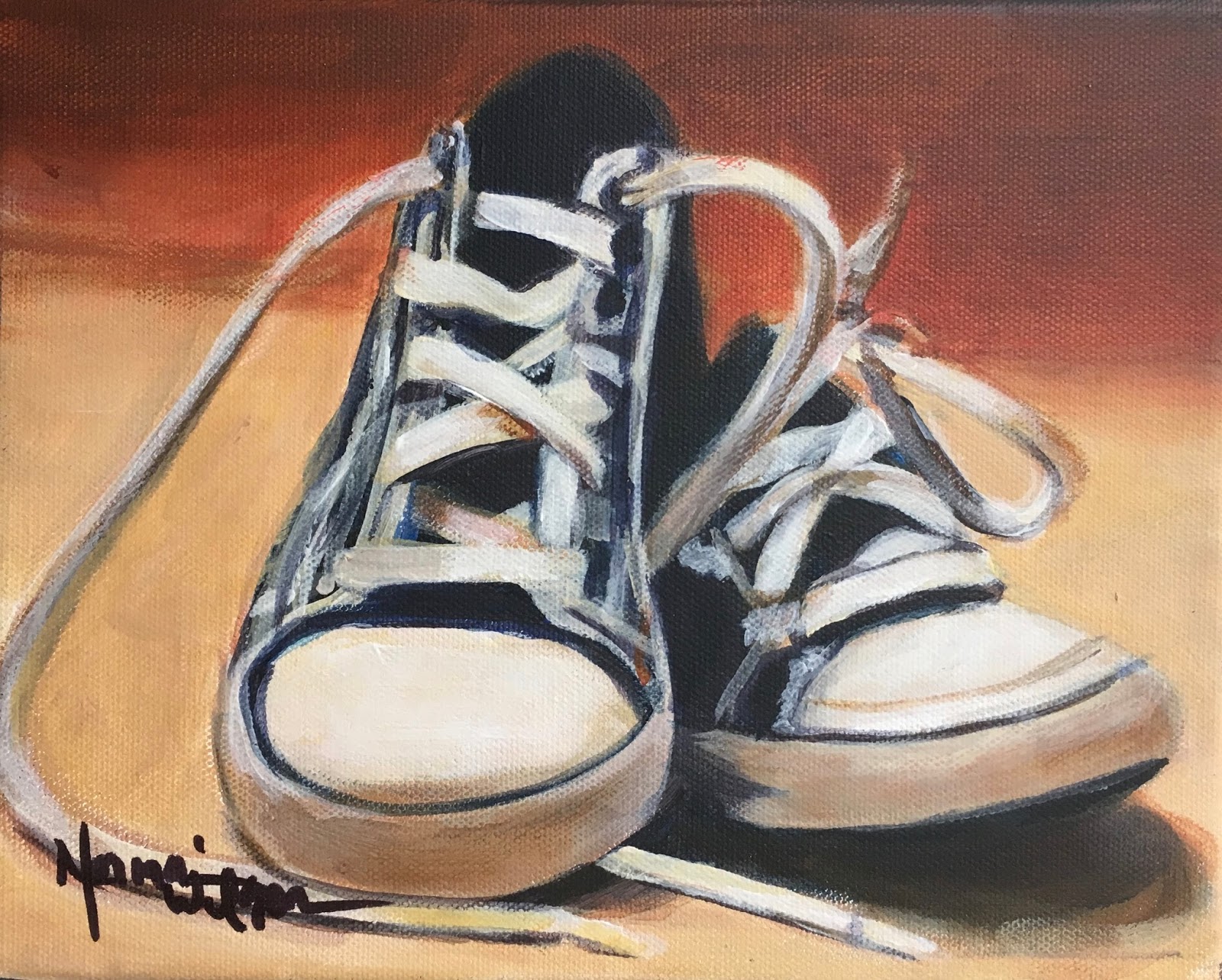Norma Wilson Art Norma Wilson Original Oil Chuck Taylor's Sneakers