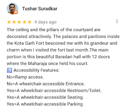 This is a visual showing Tushar’s accessibility checklist on Google Maps reviews.