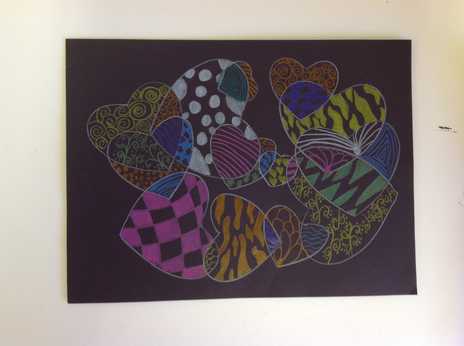 Color It Like you MEAN it!: Abstract Hearts and construction paper colored  pencils