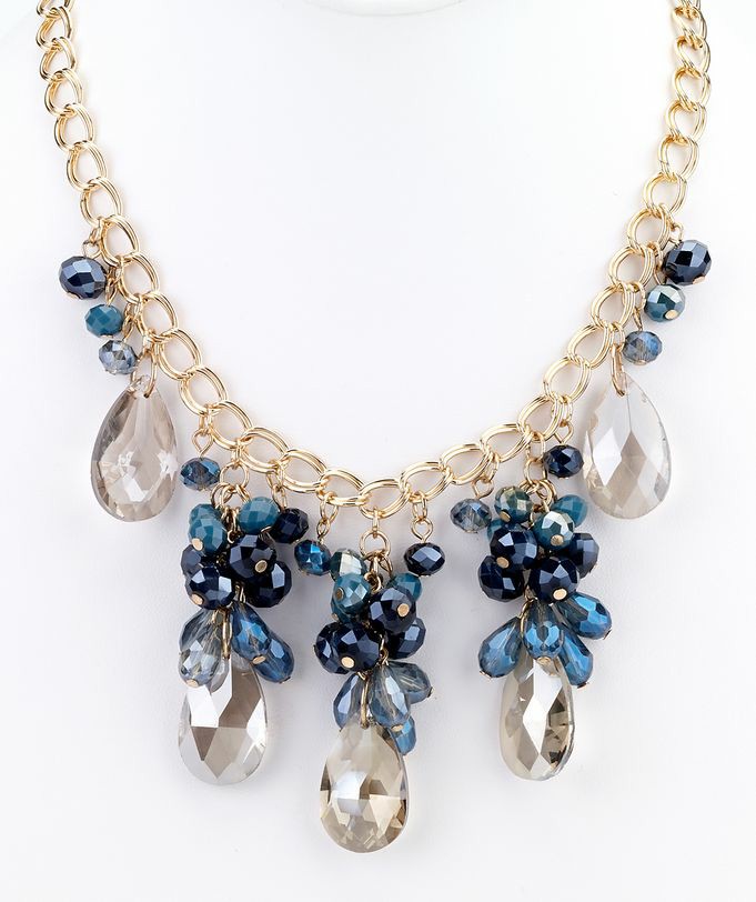 Crystal beads statement necklace