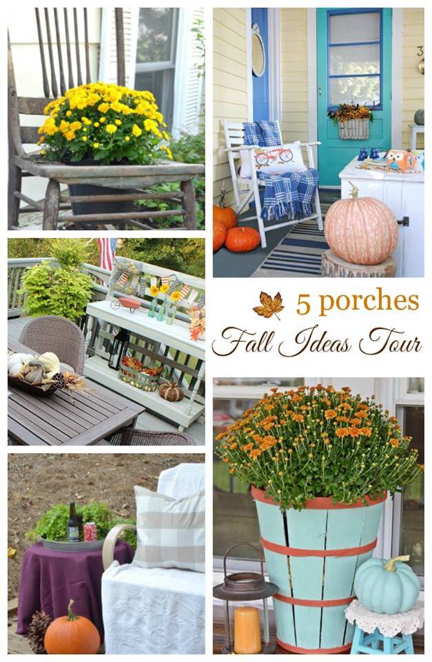Fall Ideas Tour 2016 Porches - The 2016 Fall Ideas Tour is filled with DIY Fall inspiration ideas from twenty-eight bloggers. Everything from Fall mantels, tablescapes, wreaths, printables, and porches.