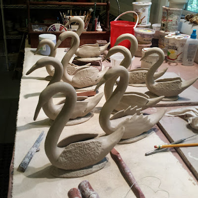 Cathy Kiffney , ceramic swans