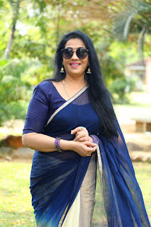 Old Golden Actress Rekha in Blue Saree at Rajavamsam Movie Audio Launch