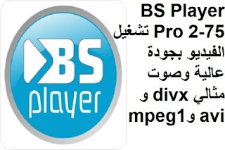 BS Player Pro 2-75 تشغيل الفيديو بجودة عالية وصوت مثالي divx و avi وmpeg1