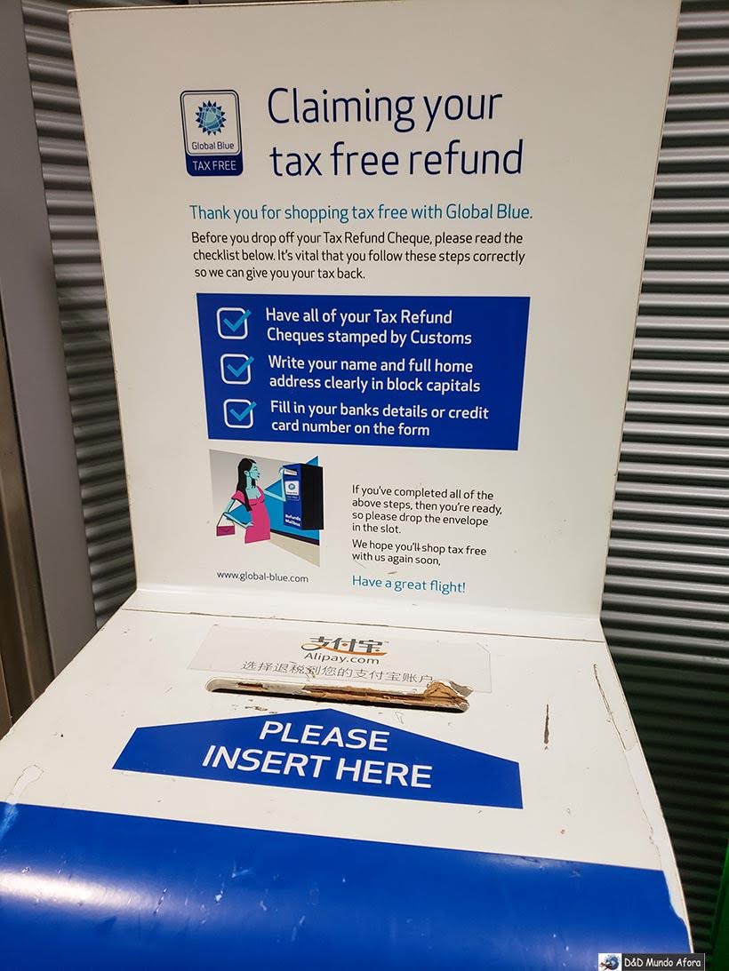 Caixa-Postal para depositar o formulário no aeroporto