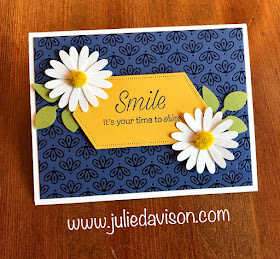 Stampin' Up! Daisy Lane Smile Card for #GDP198 ~ Noble Peacock Specialty Paper ~ 2019-2020 Annual Catalog ~ www.juliedavison.com