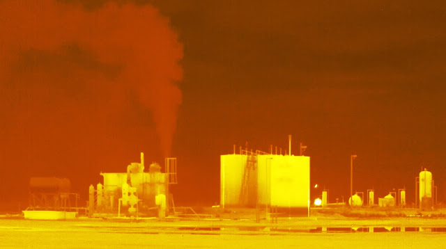 Infrared image last year of an MDC Energy well pad leaking methane