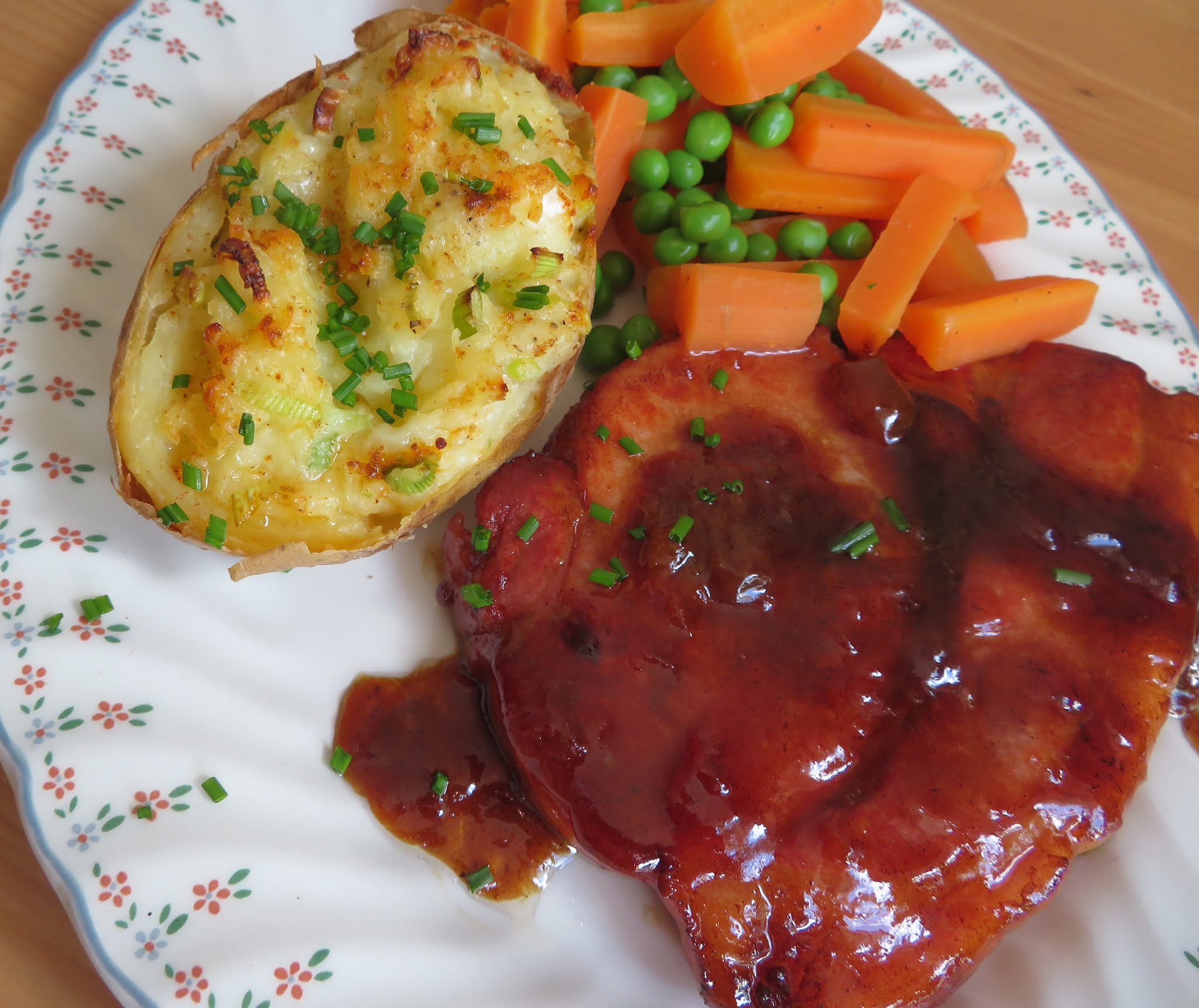 Glazed Bacon Chops with Champ Stuffed Potatoes The English Kitchen