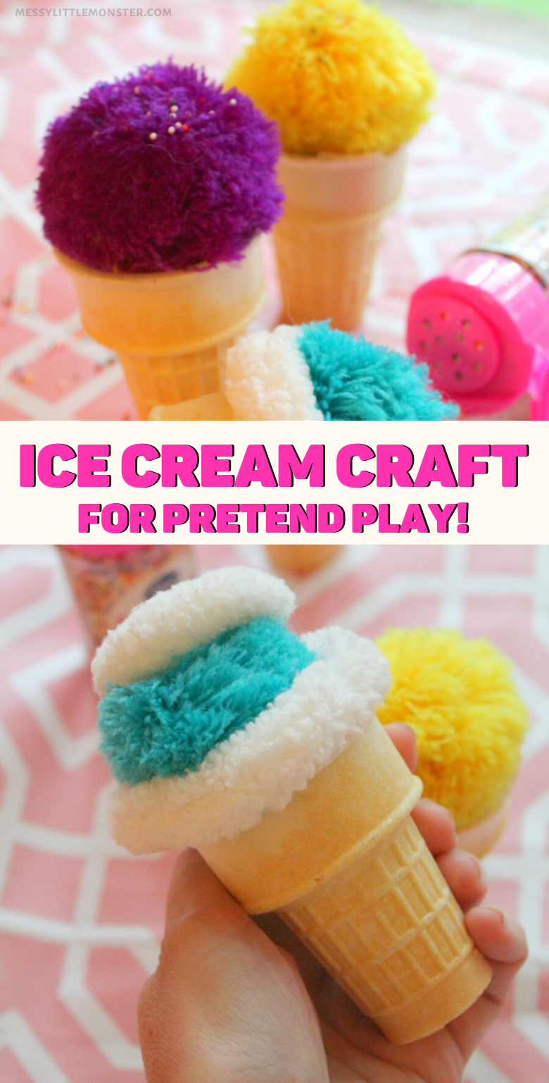 Ice cream craft for kids. A fun summer pretend play idea.