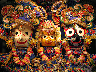 Krishna, Subhadra and Balarama (from right to left)