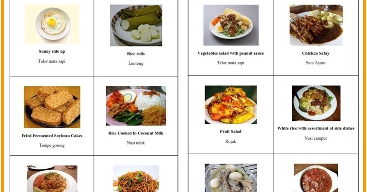 Komik Komputer Informasi 30 Nama Makanan Indonesia Dalam Bahasa Inggris