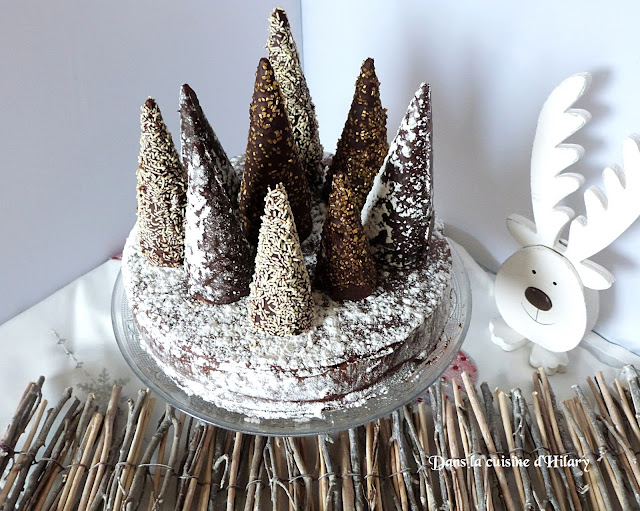 Gâteau au chocolat comme une forêt enchantée aux saveurs de Noël (épices et orange)