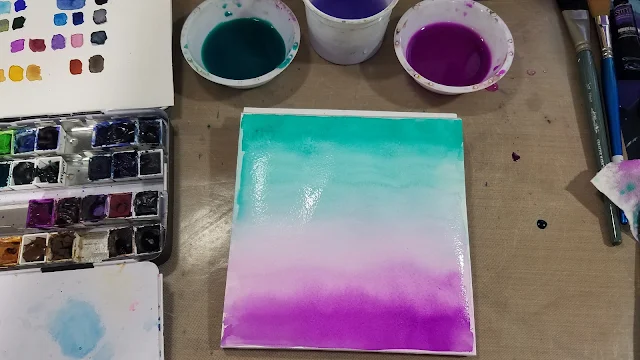 multi color gradiated wash, multi color graduated wash
