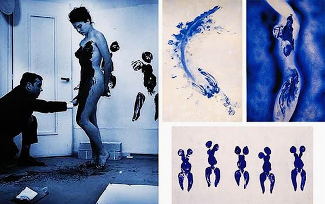 ANTROPOMETRIA, por Yves Klein artistas bizarros, obras de arte macabras, obras de arte bizarras, arte macabra, arte contemporânea, arte escatológica, coisas assustadoras, antropometria yves klein