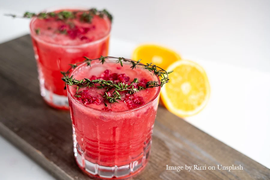Red juices in glasses