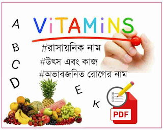 Vitamins Details in Bengali PDF Download for WBCS,SSC,Railway group d