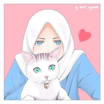 جيرلي كيوت مع قطة جميلة بيضاء