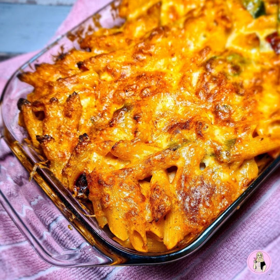 Roasted Vegetable Pasta Bake Low Calorie Slimming Recipe Sugar Pink