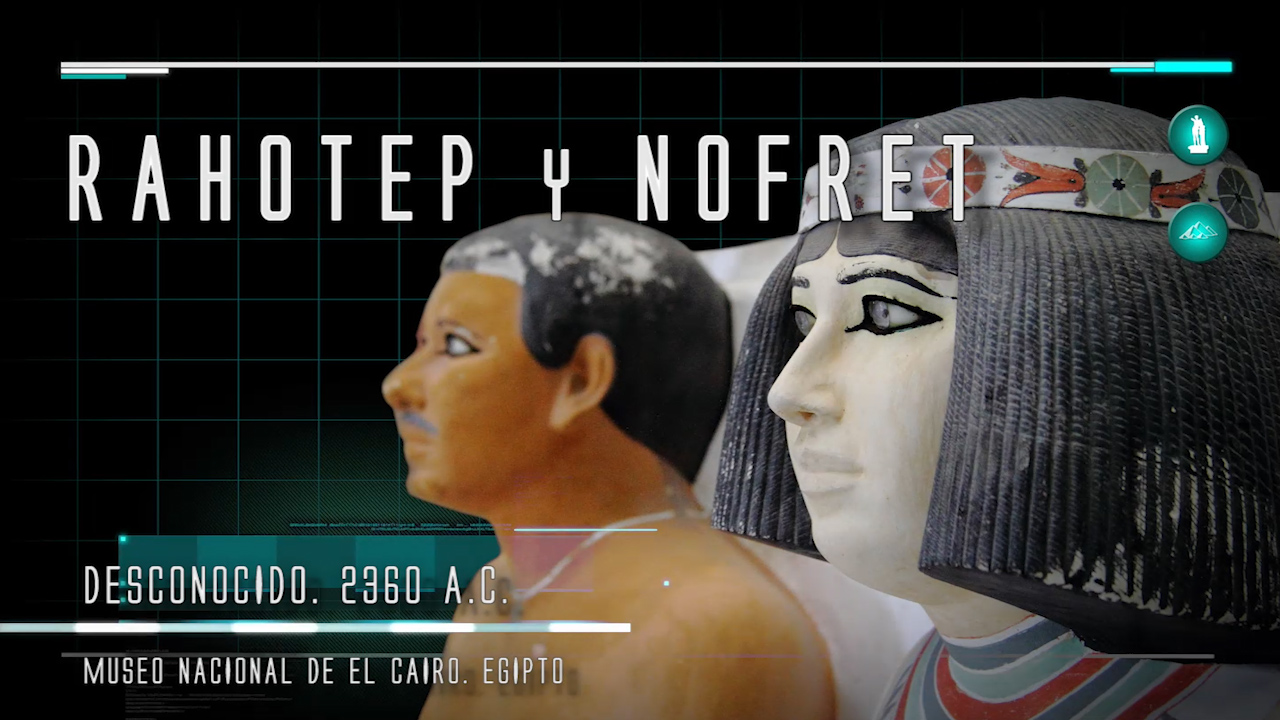 Estatuas de Rahotep y Nofret 2360 a.C. Museo Egipcio de El Cairo
