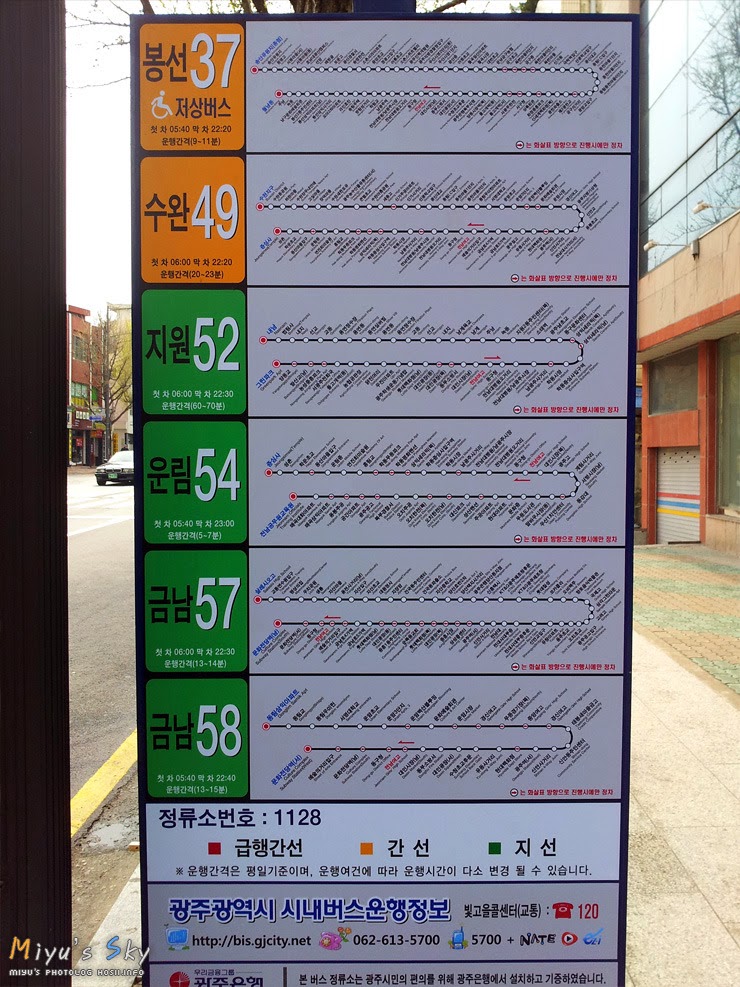  The Korean bus route information signs