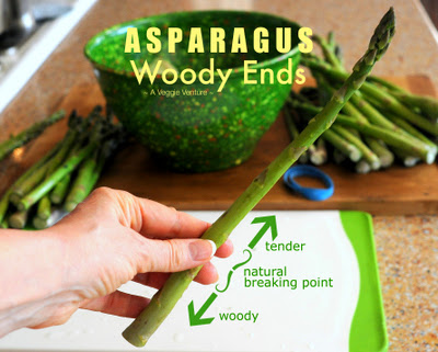 How to remove the woody ends from asparagus. Bend, bend, snap! Bend, bend, snap!