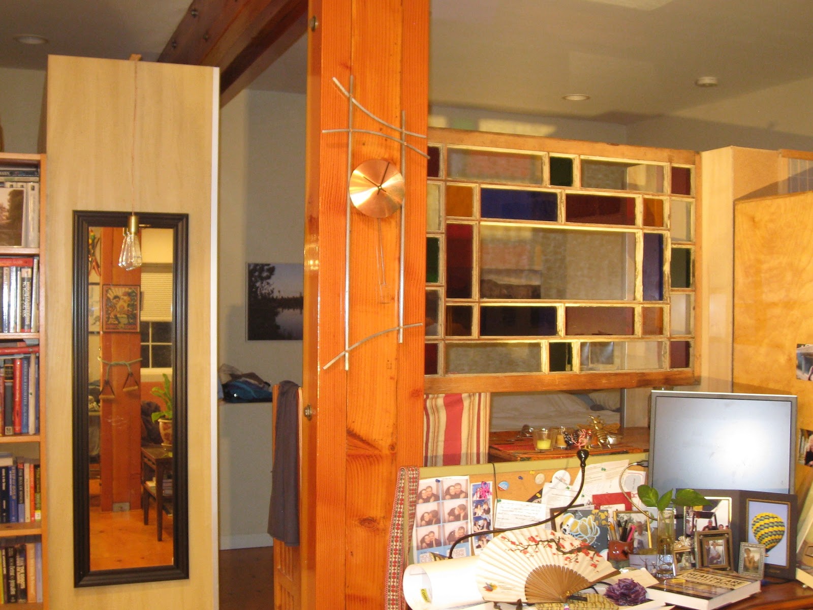 Electric Firehouse Studio Vintage stained glass window as a room separator