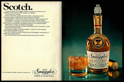 whisky Old Smuggler; scotch whisky; história da década de 70. Reclame anos 70. Propaganda anos 70. Brazil in the 70s, Oswaldo Hernandez;