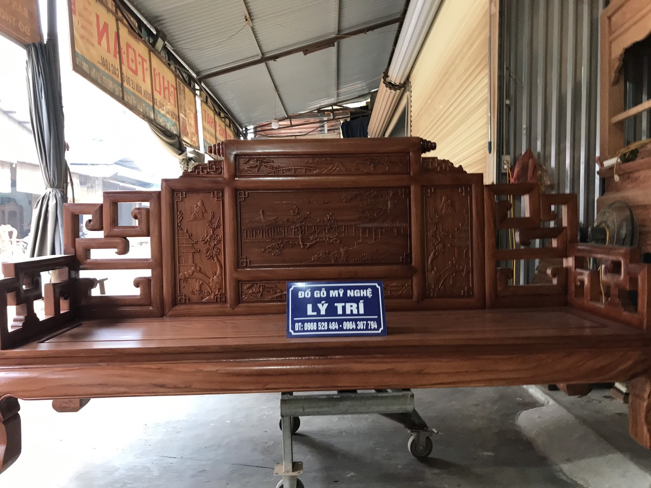 Bộ ghế Sơn thủy gỗ gõ đỏ tay 12