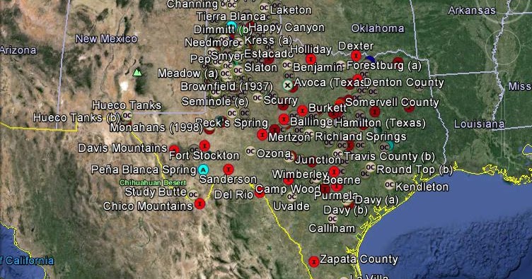 Meteorite Maps and Impact Craters - Worldwide: Texas Meteorites Map