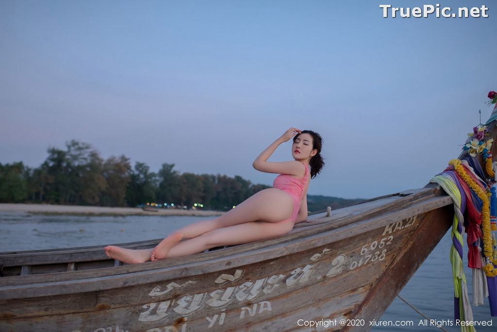 Image XIUREN No.2340 - Chinese Model Shen Mengyao (沈梦瑶) - Sexy Pink Monokini on the Beach - TruePic.net - Picture-33