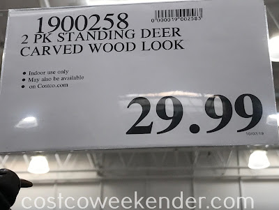 Deal for a 2 pack of Decorative Carved Wood Look Deer at Costco