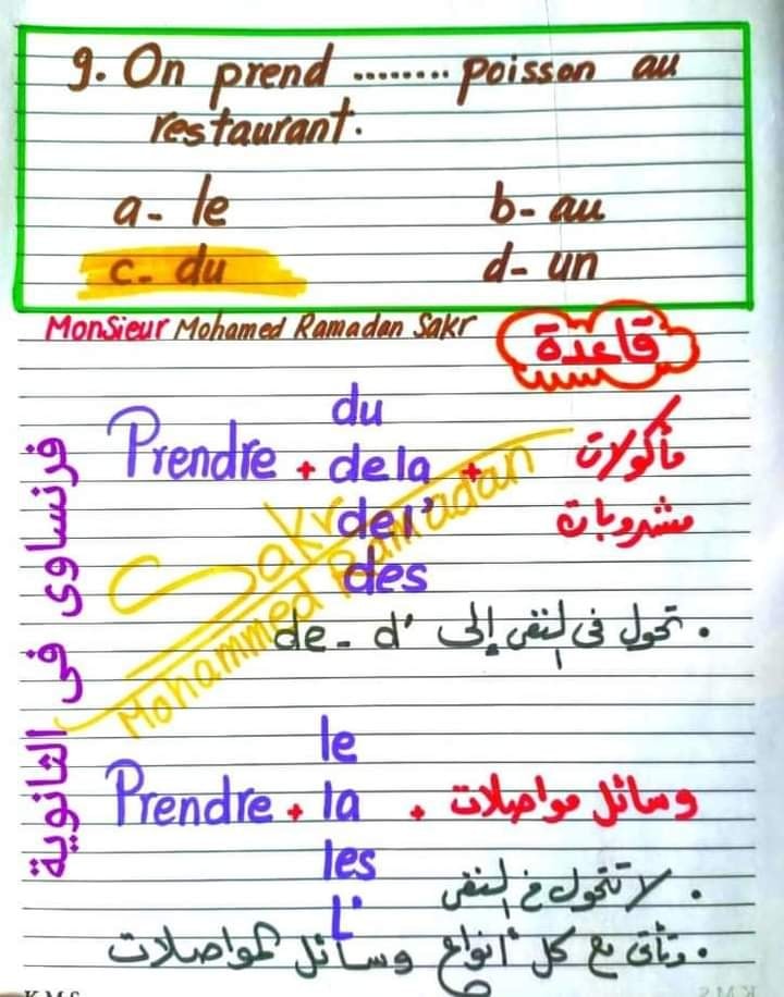 أهم ٣٠ فكرة لقواعد اللغة الفرنسية للصف الثالث الثانوى مسيو/ محمد رمضان 9