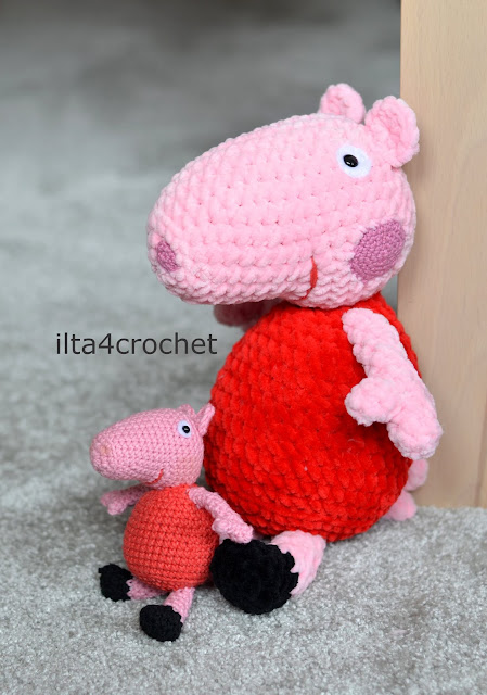 crochet pattern Peppa Pig - small and big