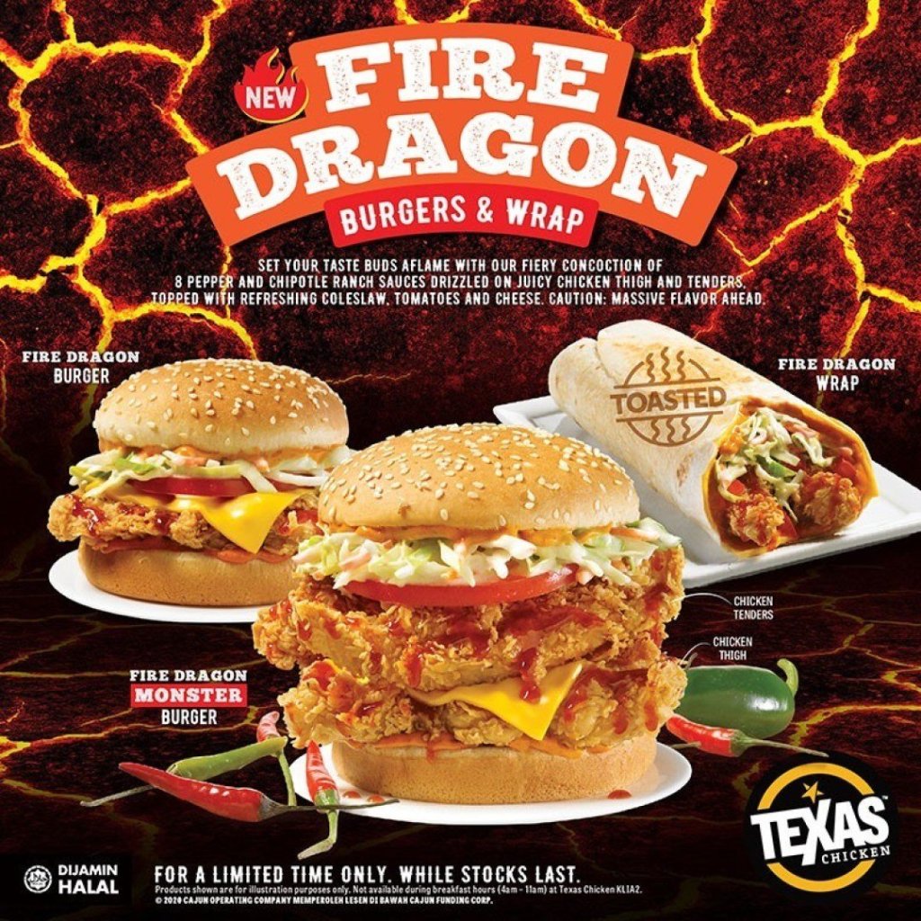 Menu Baru Texas Chicken, Cabar Tahap Kepedasan Dengan Fire Dragon