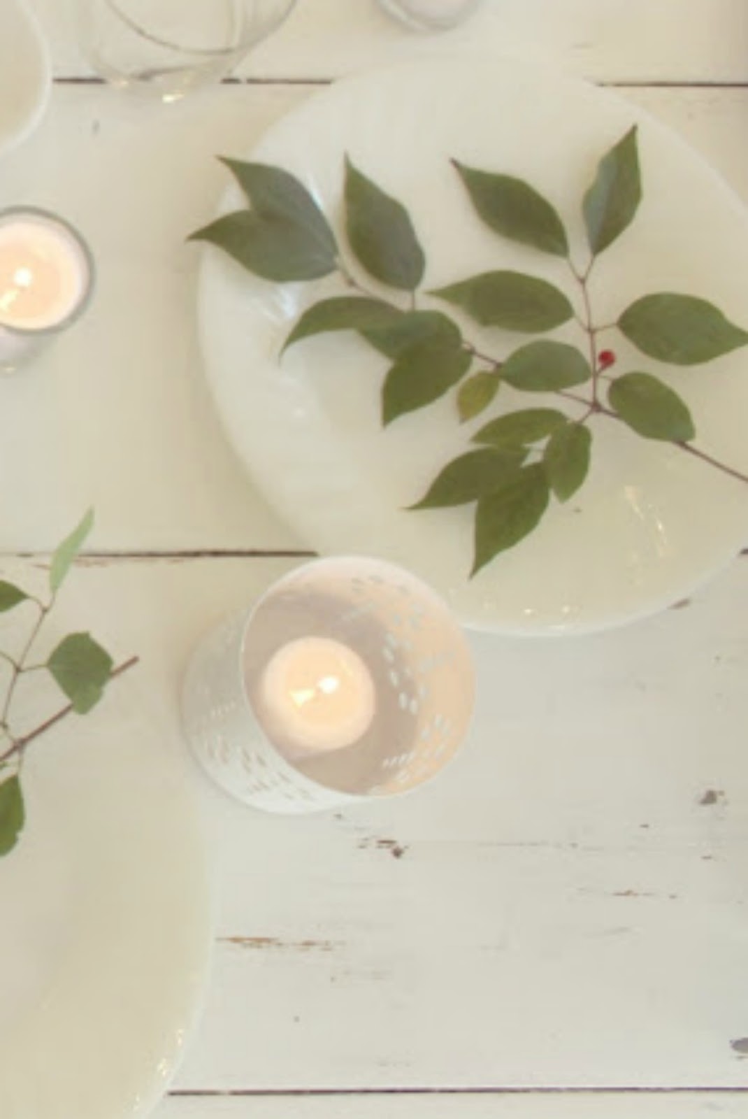 Romantic shabby chic French farmhouse tablescape on white farm table with roses by Hello Lovely Studio